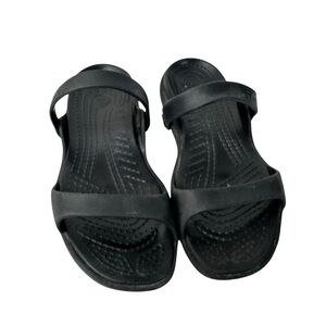 Crocs Cleo Classic Slide Sandals Black Two Strap Comfort Summer Size  10